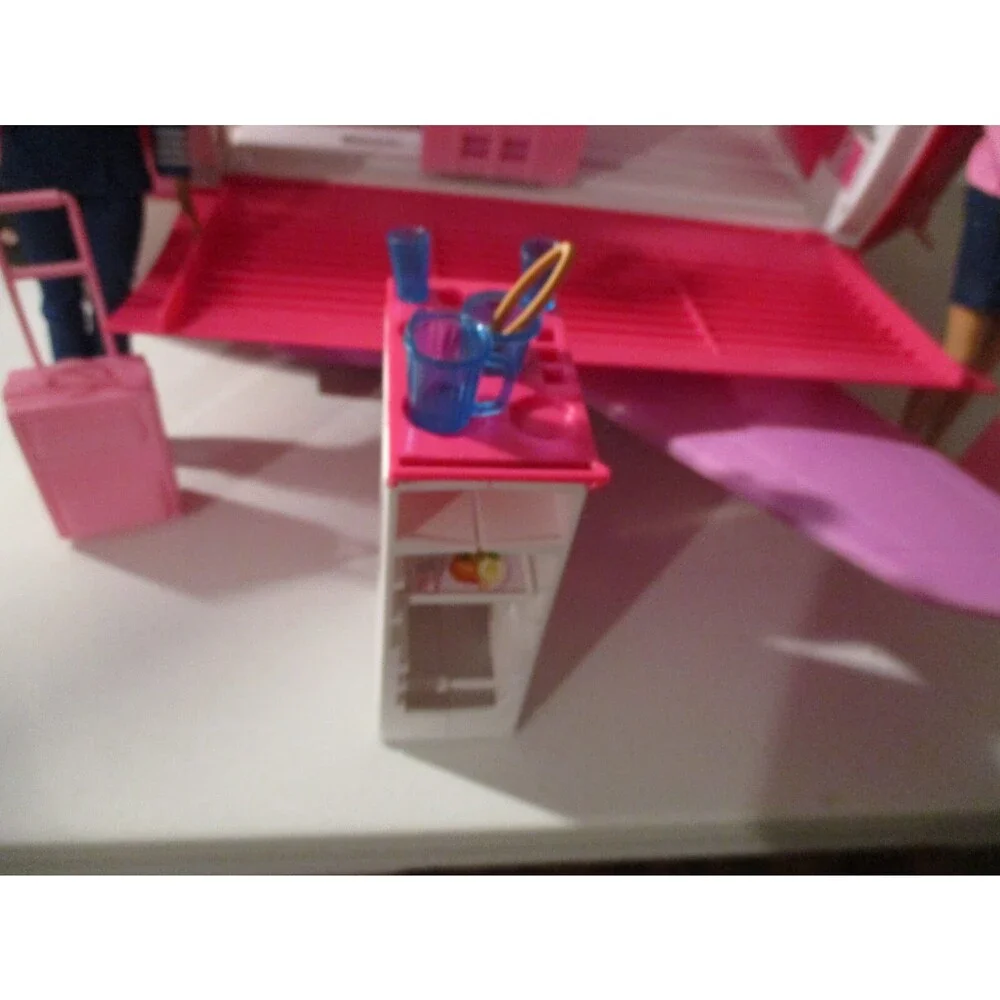 Barbie Pink Jumbo Jet With Accessories Plus Pilot & Stewardess Barbie Dolls